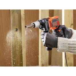 BLACK + DECKER BEH850-QS Taladro Percutor con Cable 850W, 54.400 cps/min, Mandril 13mm, Incluye 6 Brocas y Guía de Profundidad