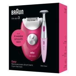 Braun 3-202 Depiladora Eléctrica Silk-épil 3 con 20 Pinzas, Recortadora y Función de Masaje, Color Fruta del Bosque