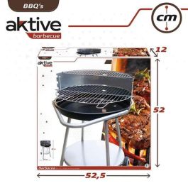 Barbacoa de Carbón con Ruedas Aktive Metal esmaltado 51 x 82 x 51 cm Negro