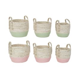 Cesta Balines DKD Home Decor Rosa Verde 30 x 32 x 30 cm Set de 3 (2 Unidades) Cesta Balines DKD Home Decor Rosa Verde 30 x 32 x 30 cm Set de 3 (2 Unidades)