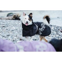 Hurtta Chaqueta Impermeable Drizzle Negro T.70 - Reflective Tubes, Adjustable Collar, Water-Repellent