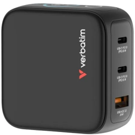 Verbatim Mini Cargador GaN 65W con Pantalla, 2xUSB-C PD, 1xUSB-A QC 3.0, Universal 100-240V, 30238 Precio: 46.585. SKU: B12SQCGQ98