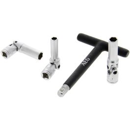 Llave de Bujías Incandescentes Diésel con 3 Enchufes Cardán (8, 10, 12 mm), Mango en T y Acero Inoxidable de Alta Calidad