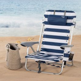 Silla de Playa Aktive Azul Blanco 50 x 76 x 45 cm (2 Unidades)