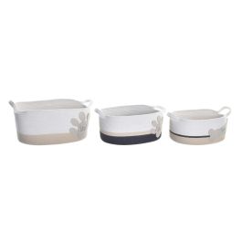 Juego de Cestas DKD Home Decor Blanco Gris Crema 60 x 31 x 25 cm (3 Piezas) Precio: 34.50000037. SKU: S3028924