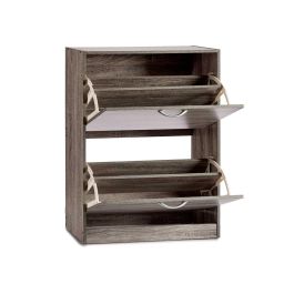 Giftdecor Zapatero de Madera Aglomerado de 2 Pisos Gris Oscuro 60x80x24 cm