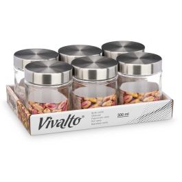 Tarro de Cristal Redondo con Tapa de Acero 300 ml Vivalto - 8.5x10.5x8.5 cm (24 Unidades) Tarro de Cristal Redondo con Tapa de Acero 300 ml Vivalto - 8.5x10.5x8.5 cm (24 Unidades)