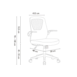 Q-connect Silla de Oficina Terni Malla Transpirable Ajustable, Gris/Negro, Altura Max 1050 mm