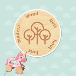 Ses Creative Unicornio de madera 2 en 1 para empujar o tirar Rosa SES8710341131371