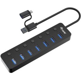 Equip Hub USB-C 3.2 Gen1 7xUSB-A Con Interruptores Adaptador USB-A y Alimentador