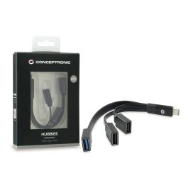 Conceptronic Hub USB Tipo C HUBBIES01B - 1 Puerto USB 3.0 y 2 Puertos USB 2.0, Compatible con MacBook, Chromebook Pixel