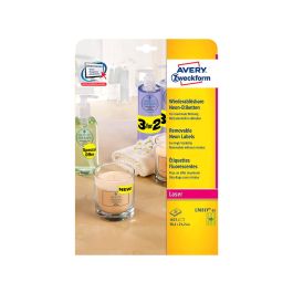 Etiqueta Adhesiva Avery Tamaño 38,1x21,2 mm Removible Amarillo Fluorescente Caja De 1625 Unidades