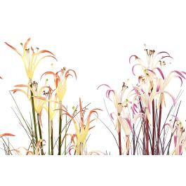 DKD Home Decor Planta de Decoración Lirio Araña Naranja Burdeos Colores Surtidos PVC y Metal 35x35x114 cm Pack 2 Unidades