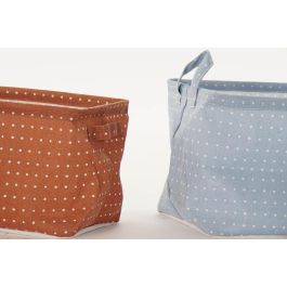 DKD Home Decor Cesta Basicos Azul Marron Turquesa Verde 25 x 35 x 22 cm Set de 3 (6 Unidades)