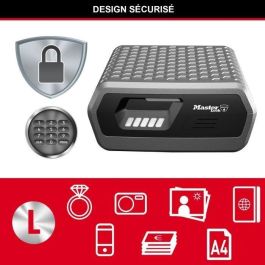 Master Lock Caja Fuerte Electrónica Ignífuga e Impermeable 10L Formato L para Documentos A4, Certificada UL/ETL 30 Minutos Fuego