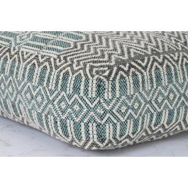 DKD Home Decor Onari Cojín Suelo Boho 60 x 60 x 25 cm Algodón Poliéster Rayas Azul Blanco Verde Menta