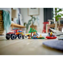 Lego Juego de Construcción Camión de Bomberos 4x4 con Barco de Rescate Lego City