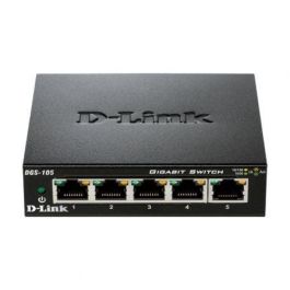 D-Link DGS-105 - 5-Port 10/100/1000 Gigabit Metal Housing Desktop Switch, Auto MDI/MDIX, Full/half-duplex, Jumbo Frames, 10 Gbps, QoS, Black D-Link DGS-105 - 5-Port 10/100/1000 Gigabit Metal Housing Desktop Switch, Auto MDI/MDIX, Full/half-duplex, Jumbo Frames, 10 Gbps, QoS, Black
