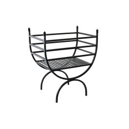 DKD Home Decor Leñera Loft de Acero Negro para Leña de Chimenea y Hogar – 30x48x57 cm (Largo x Ancho x Alto)
