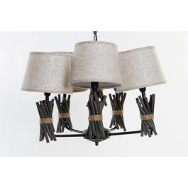 DKD Home Decor Lámpara Techo Alpino 5 Bombillas E14 25W Metal Poliéster Gris Beige 55x55x100 cm