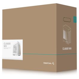 DeepCool CL6600 WH - Torre ATX para PC Gaming, Color Blanco, Con Cristal Templado, Panel Frontal y Ventiladores con Iluminación RGB, Factor de Forma ATX/microATX/Mini-ITX