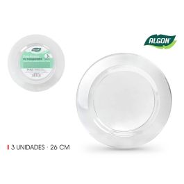 Algon Set de 3 Platos Transparentes de Plástico (PS) de 26 cm (24 Unidades) Precio: 22.58999941. SKU: B1A8M5X48K