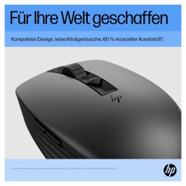 HP Ratón Inalámbrico Recargable 710, Ambidextro, RF Wireless + Bluetooth, 3000 DPI, 7 Botones, Negro