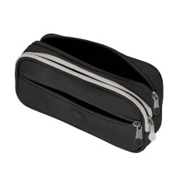 Estuche Portatodo Antartik Fusion Flex 3 Cremalleras Negro Compañero Mochila 100x60x220 mm