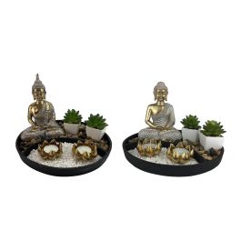 DKD Home Decor Figura Oriental de Resina para Jardín Zen, 2 Unidades, en Tonos Dorado y Negro, Dimensiones 26x18x26 cm Precio: 49.50000011. SKU: S3039642