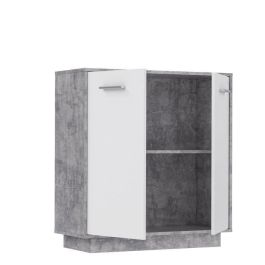 Unidad de almacenamiento PILVI con 2 puertas - Hormigón blanco y gris claro - An. 82,9 x An. 34,2 x Al. 88,1 cm Unidad de almacenamiento PILVI con 2 puertas - Hormigón blanco y gris claro - An. 82,9 x An. 34,2 x Al. 88,1 cm