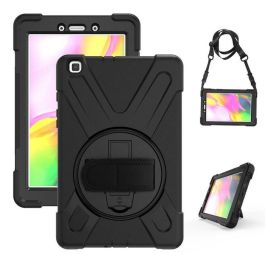 eSTUFF Funda Defender antigolpes para Galaxy Tab A 8.0 AUSTIN Negra con correa de mano y hombro, soporte 360