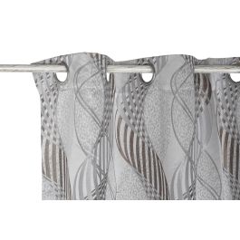 DKD Home Decor Cortina Tradicional Gris Poliester 270 x 140 cm (2 Unidades)