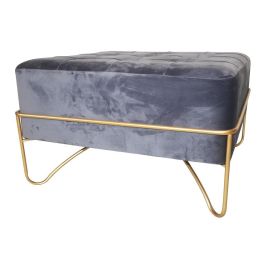 DKD Home Decor Mueble Descalzadora Glam Gris Dorado, Hecho a Mano, Poliester y Metal, Asiento 49cm, 80x47x80 cm Precio: 123.50000036. SKU: S3023306