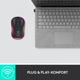 Logitech M185 Ratón Inalámbrico RF Plug-and-Play Rojo con Nano Receptor USB, Ergonómico, Fiable, Batería 1 Año