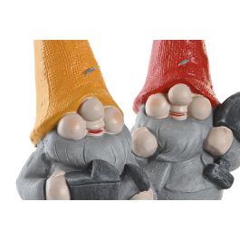 DKD Home Decor Figura de Gnomo para Terraza y Jardín de Magnesia Naranja y Rojo 13x42x18 cm (4 Unidades)
