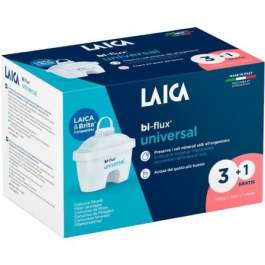Laica Filtros BI-FLUX F4T Universal 3+1 (4 piezas). Elimina microplásticos, cloro y metales pesados. Conserva minerales esenciales