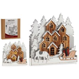 Pueblo de Madera Blanca con Trineo y Purpurina Luz Krist+ 44x44.5x6 cm (4 Unidades) Precio: 119.50000051. SKU: B15CKXDZCS