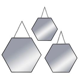Atmosphera Set 3 espejos negros hexagonales de metal y vidrio - 19,8x17,5cm, 25x22,5cm, 29,5x26cm Precio: 11.49999972. SKU: S7910236