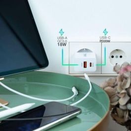 Cargador de Pared TooQ TQWC-2SC04WT/ 1xUSB Tipo-C/ 1xUSB/ 20W Cargador de Pared TooQ TQWC-2SC04WT/ 1xUSB Tipo-C/ 1xUSB/ 20W
