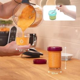 Babymoov Babybols Frascos de Vidrio Herméticos - 8 Unidades (4x120ml + 4x240ml) - Apto Microondas, Lavavajillas, Congelador - Incluye Recetas