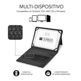 SUBBLIM funda de tablet con teclado bluetooth Keytab Pro BT Trendy Marmol Blanco