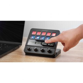 Mars Gaming MSD-PRO Stream Deck / Control Deck con 10 Teclas LCD, 4 Diales y Pantalla Táctil Extendida para Streaming y Productividad Negro