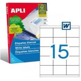 Apli Etiquetas Adhesivas 70x50,8 mm Inkjet-Láser C-Rectos 15 X 100H Blanco Precio: 18.49999976. SKU: S8400847