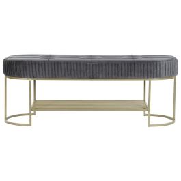 Banqueta DKD Home Decor Gris Dorado Metal 120 x 40 x 45 cm