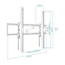 TooQ LP42130T-B Soporte de Pared Fijo Inclinable para TV 60-100" hasta 130kg. Ángulo ±15°, Negro, 130mm, Curvas.