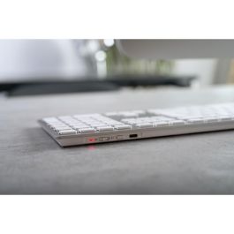Cherry KW 9100 SLIM Teclado Inalámbrico y Alámbrico USB + Bluetooth QWERTZ DE con Diseño Mac Plata Ultradelgado