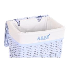 DKD Home Decor Cesta Ropa Baby Azul Celeste 34 x 56 x 44 cm Set de 5 Piezas Mimbre Poliester