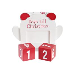 DKD Home Decor Calendario Adviento Navidad Tradicional MDF Rojo Blanco 4x18x13 cm (Pack 4 Unidades Surtido Aleatorio)