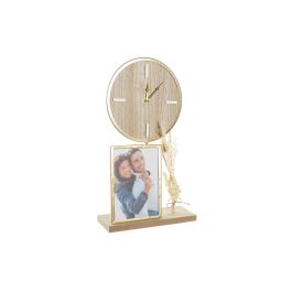 DKD Home Decor Reloj de Sobremesa Estilo Boho Natural Dorado con Marco de Fotos Integrado, MDF, Metal y Cristal – 24x8x40 cm (2 Unidades)