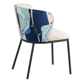 Silla Abstracto Verde-Beige Tejido-Metal 58 X 52 X 77 cm